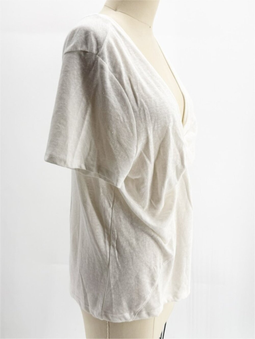 A New Day Knot Twisted V-neck SS Breathable Linen Tee L - Picture 3 of 10